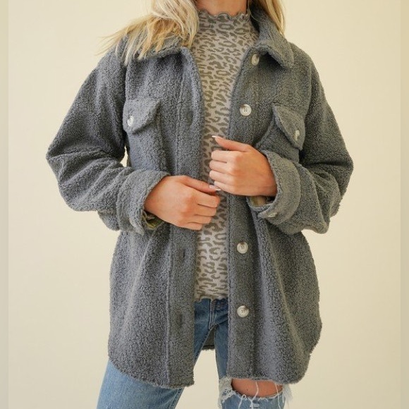 Hem & Thread Gray Fleece Jacket - Picture 1 of 7